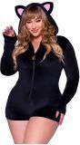 Sexy plus size zwarte kat outfit dames
