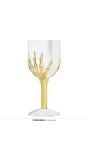 Skelethand wijnglas wit/goud 18 cm halloween