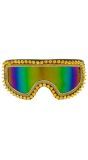 Skibril Goud met Meerkleurige Glazen en Stekels