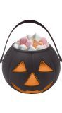 Snoepemmer pompoen zwart 15 cm halloween