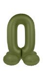 Staande Folieballon Cijfer 0 Olijfgroen 41Cm