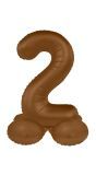 Staande Folieballon Cijfer 2 Bruin 72cm