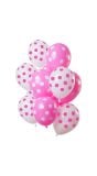 Stippen roze wit ballonnen 12 stuks