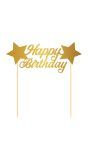Taartdecoratie happy birthday goud