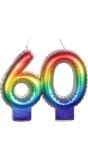 Taartkaarsje regenboog cijfer 60