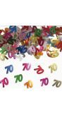 Tafeldecoratie 70 jaar verjaardag kleurrijk