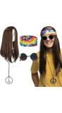 Tie Dye Hippie 60's Accessoireset 4-Delig