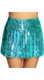 Turquoise Pailletten Disco Mini Rok Dames