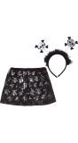 Tutu met haarband set schedels kind 30 cm