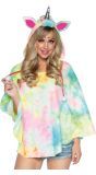 Unicorn poncho tie dye met capuchon