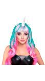 Unicorn Pruik Roze Blauw Dames Lang