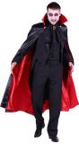 Vampier Cape Zwart Rood 135 cm Satijn Halloween