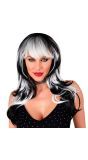 Vampier Pruik Zwart Wit Lang Halloween Dames