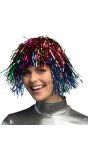 Veelkleurige disco pruik metallic
