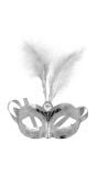 Venetiaans Carnaval Oogmasker Zilver met Veer