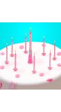 Verjaardagskaarsjes Roze met Muziek 12X