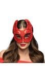 Verleidelijke Rood Kanten Duivel Oogmasker