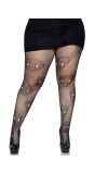 Visnet panty plus size zwarte doodskoppen