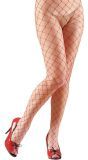 Visnet panty wijde gaten rood