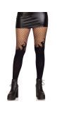 Visnet Panty Zwart Vlammen Patroon