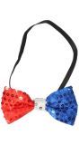 Vlinderstrik Pailletten Rood Wit Blauw