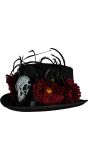 Voodoo Priest Hoed Zwart Skull Rozen Veren Halloween