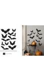 Wanddecoratie zwarte vleermuizen glitter halloween