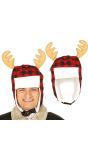 Warme kerstmuts met rendierhoorns