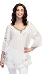 Wit 70s Hippie Tuniek met Kwastjes Dames