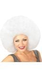 Witte Afro Pruik Extra Groot