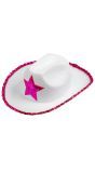 Witte Cowgirl Hoed met Roze Ster