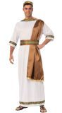 Witte Griekse Toga met Bruine Sjerp Heren