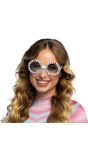 Witte Hippie Bril met Juweeltjes