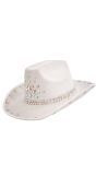 Witte Western Cowboyhoed met Glinster Steentjes