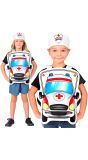 Witte Ziekenwagen Outfit met Muts Kind 110-116 cm