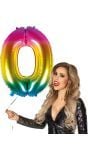 XXL regenboog ballon cijfer 0