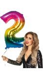 XXL regenboog ballon cijfer 2