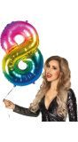 XXL regenboog ballon cijfer 8