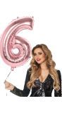 XXL rosegoud ballon cijfer 6