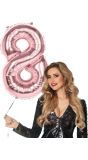 XXL rosegoud ballon cijfer 8