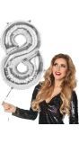 XXL zilveren ballon cijfer 8