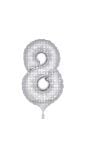 Zilver met witte stippen cijfer 8 folieballon