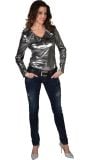 Zilveren glimmende blouse vrouwen