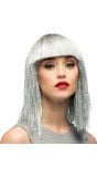 Zilveren Glitter Pruik Kort Pony