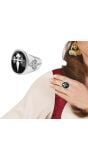 Zilveren ring met heilig kruis