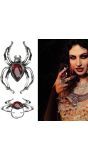 Zilveren spin ring met rode edelsteen halloween