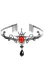 Zilveren Tiara met Stenen Rood Zwart