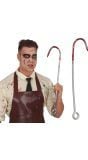 Zilveren vleeshaak met bloedspetters 65 cm halloween