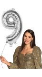 Zilveren XL folieballon cijfer 9
