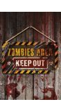 Zombie waarschuwing bord 35 x 20 cm halloween